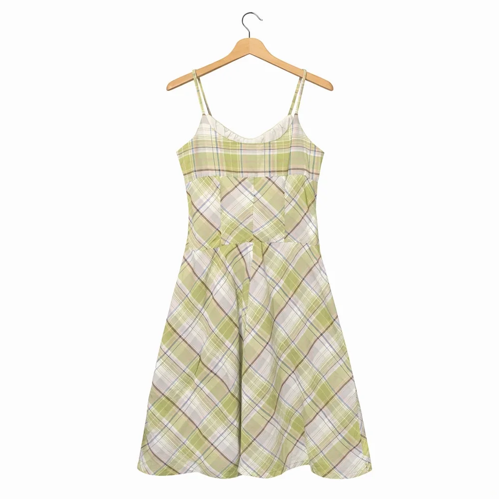 Vintage Tommy Jeans Babydoll Dress Womens Size Medium Green Plaid Preppy Y2K - Picture 3 of 14